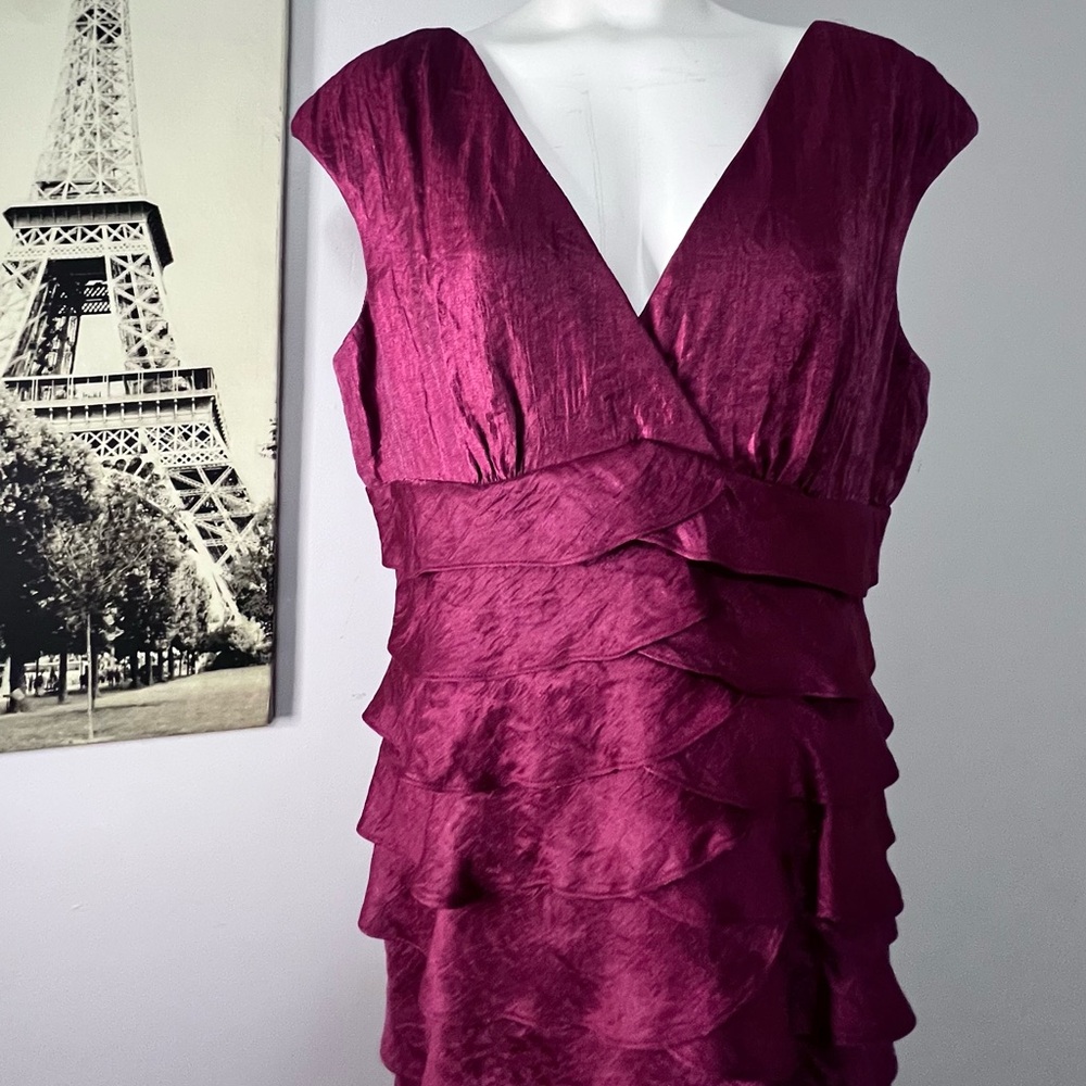 London Times Burgundy Midi Dress